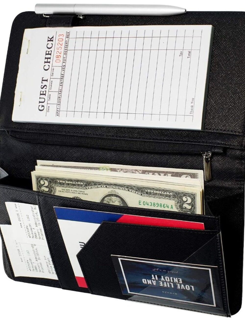 Server Book with Zipper Pocket and Magnetic Closure Server Booklet Waitress Book